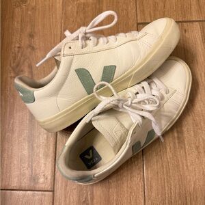 Veja White and Green Sneakers